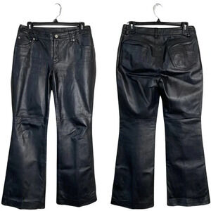 Vtg Newport News Jeanology Collection Womens 6P Bootcut 100% Leather Black Pants